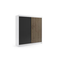 KLEIDERSCHRANK VILAN mit Lamel/LED - 200 cm - Weiß|Eiche Wotan - Eiche Wotan/Weiß, Holzwerkstoff (200/215/61cm) - ALTDECOR