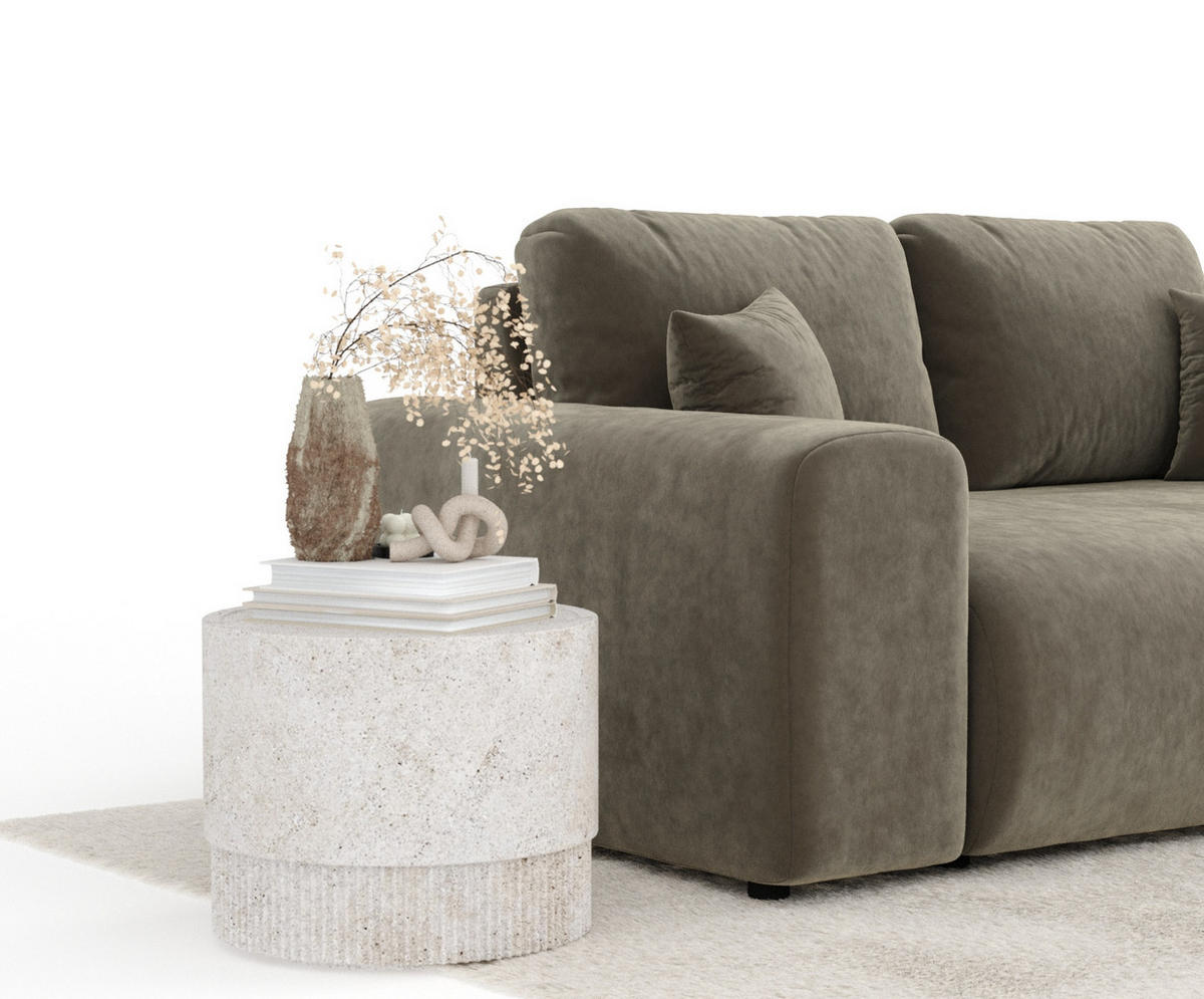 2-SITZER-SOFA Zanzibar Taupe Samtstoff - Taupe/Schwarz, Holz/Holzwerkstoff (178/79/108cm) - Maison de Reve
