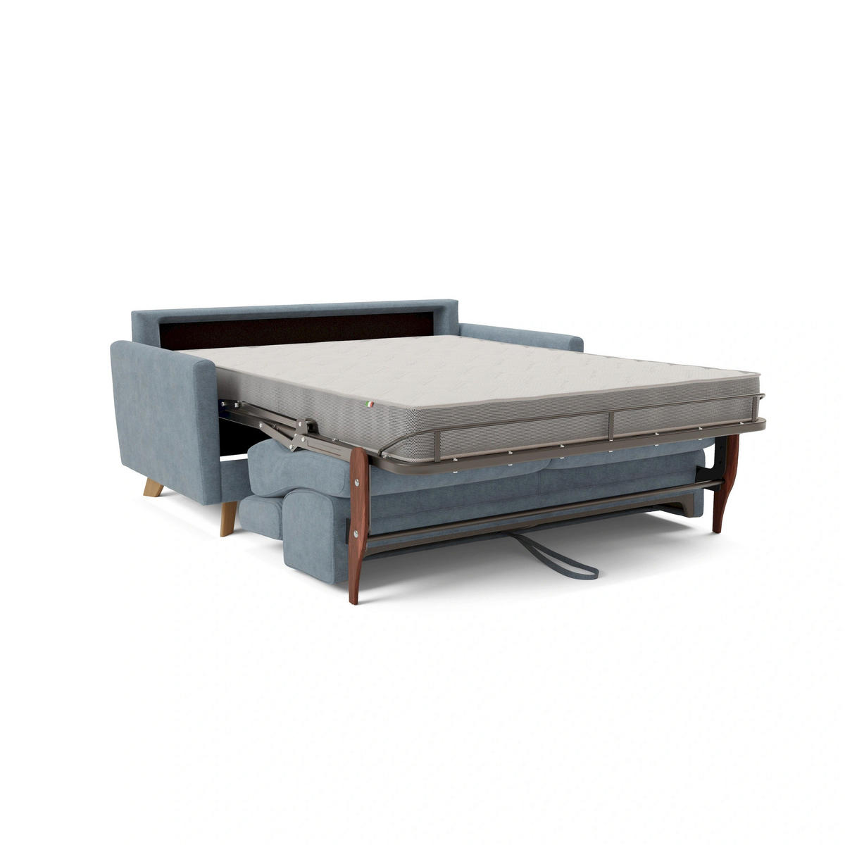 SCHLAFSOFA Francy - Pastellblau, Metall (200/92/97cm) - Divani.store