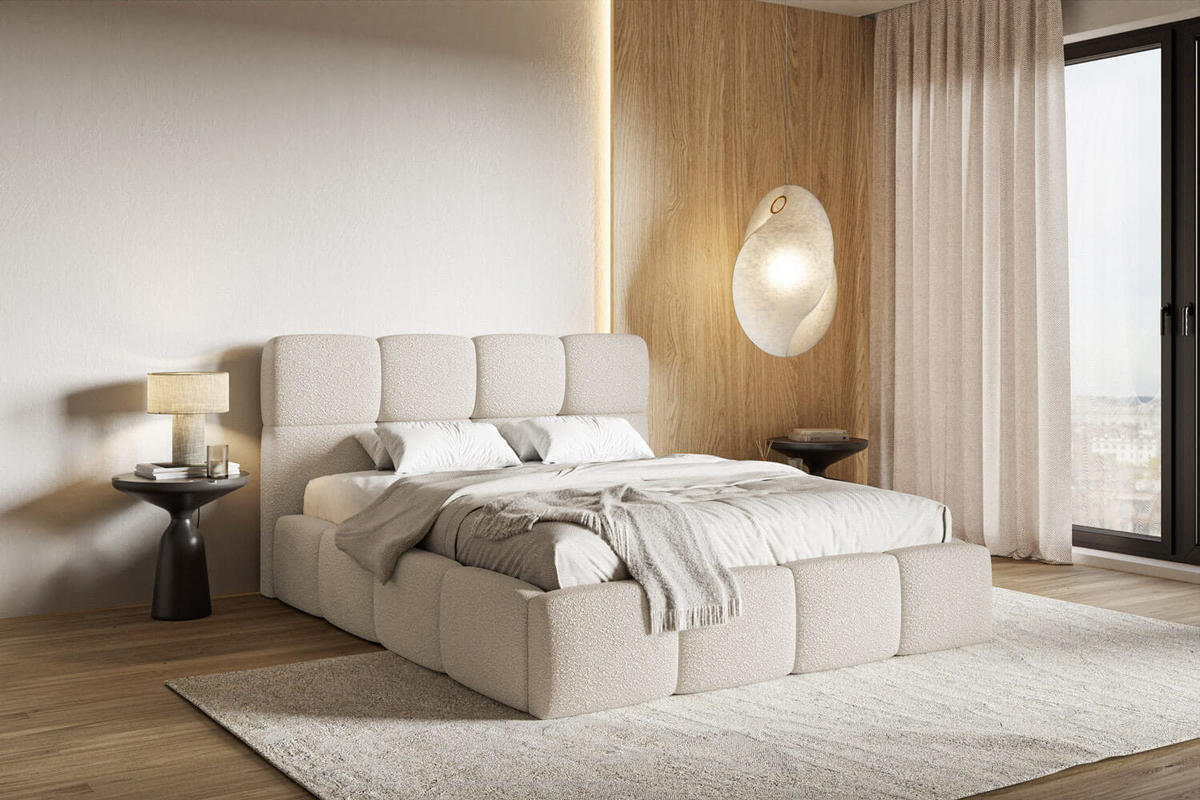 POLSTERBETT AURO mit Bettkasten, Doppelbett - 160x200 cm - Beige/Naturfarben, Holz/Textil (160/200cm) - mybed.