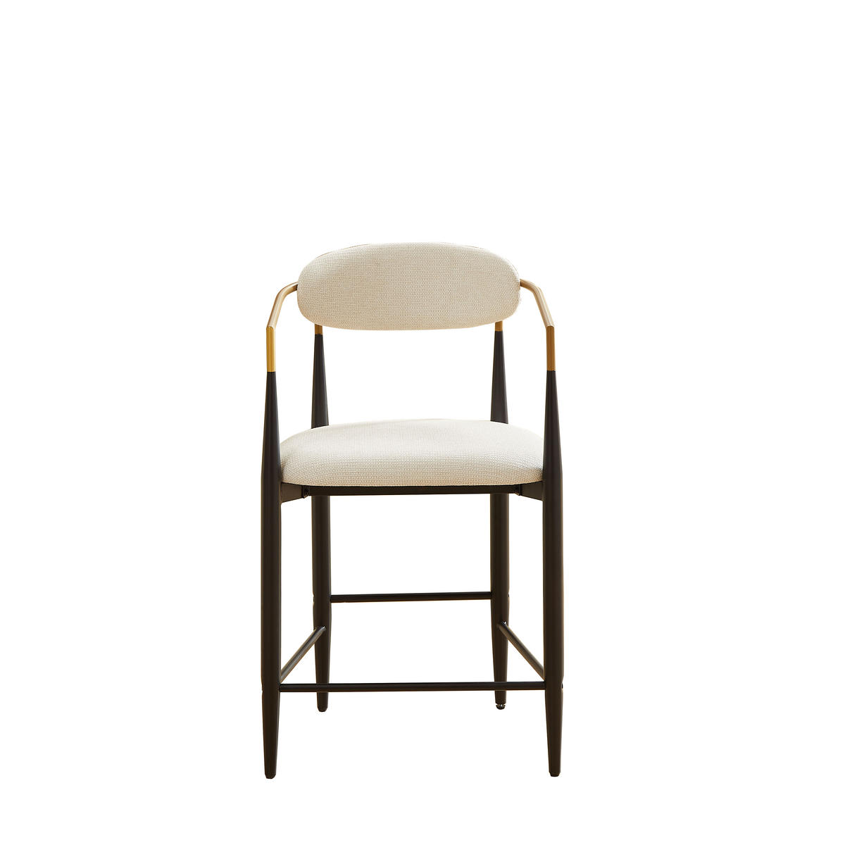 BARHOCKER 2er-Set Beige mit Armlehnen und Schwarz-Gold-Gestell - Beige, Textil (55/94/59cm) - PANGIVO