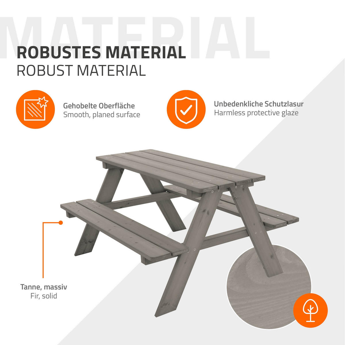 DĚTSKÁ SEDACÍ SADA Šedá - šedá, dřevo - ML-DESIGN