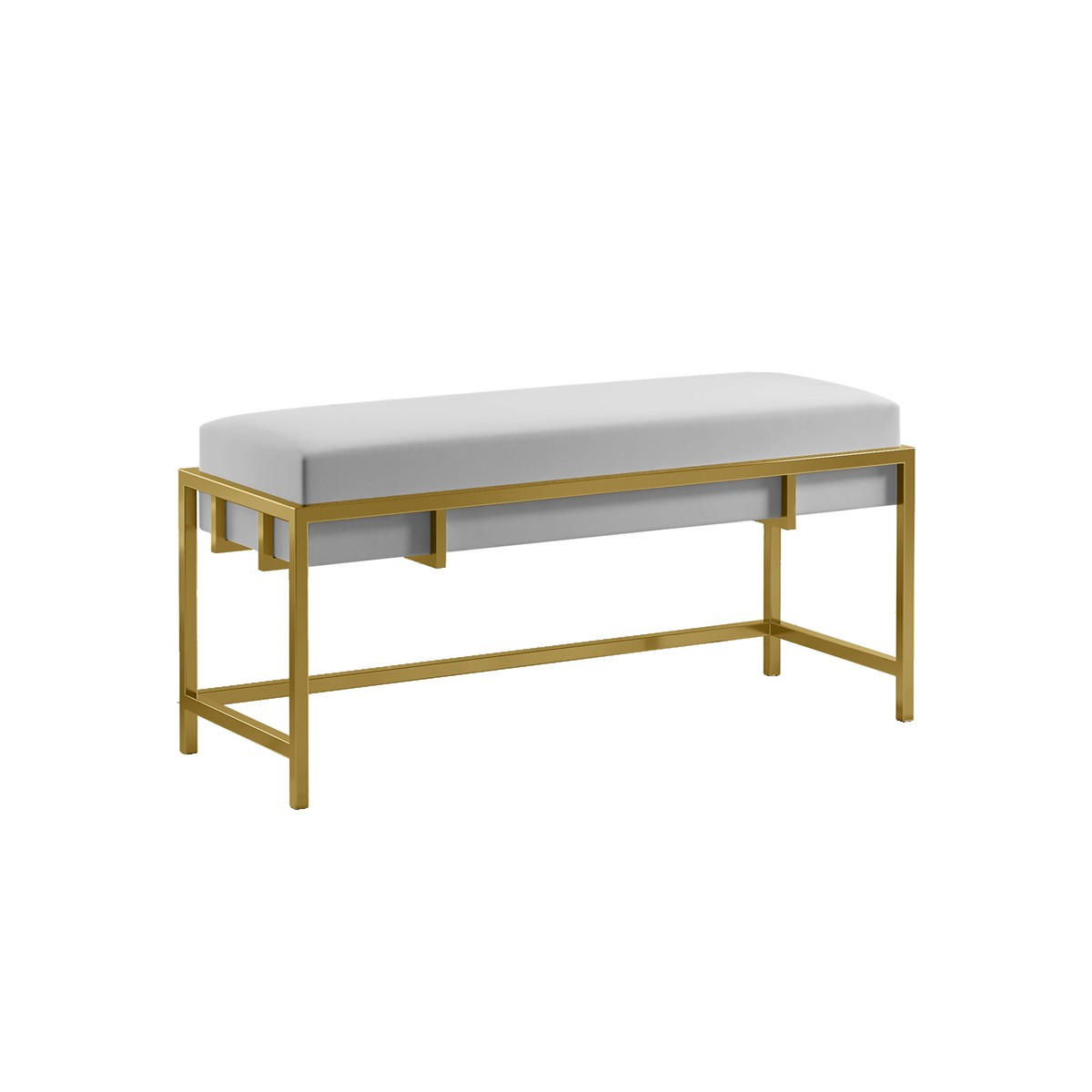 POLSTERBANK LAMO 80 cm Hellgrau, Goldenes Gestell - Goldfarben/Hellgrau, Textil/Metall (80/45/35cm) - Bettso