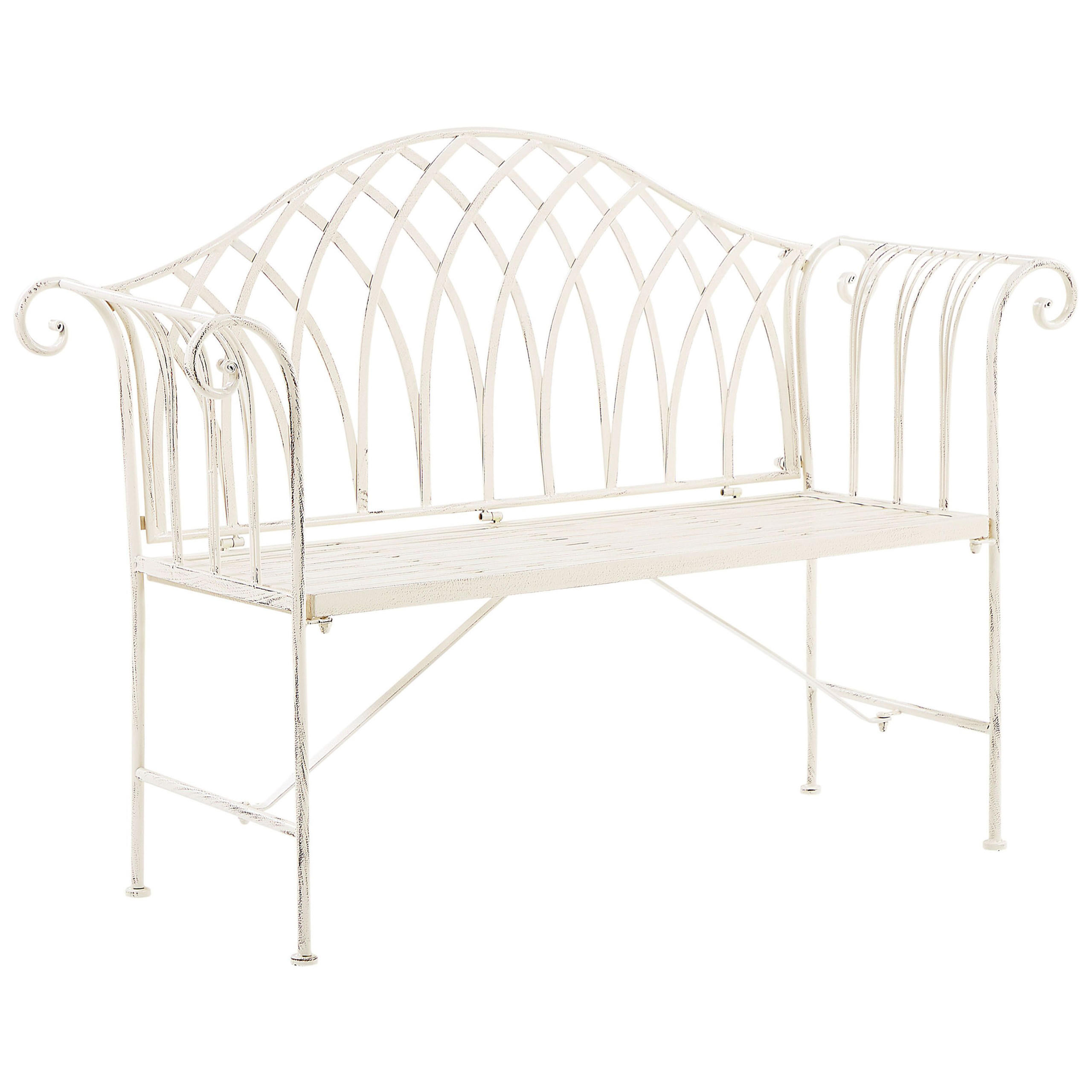 GARTENBANK Metall weiß 130 cm Milazzo - Weiß, Metall (130/94/45cm) - Beliani