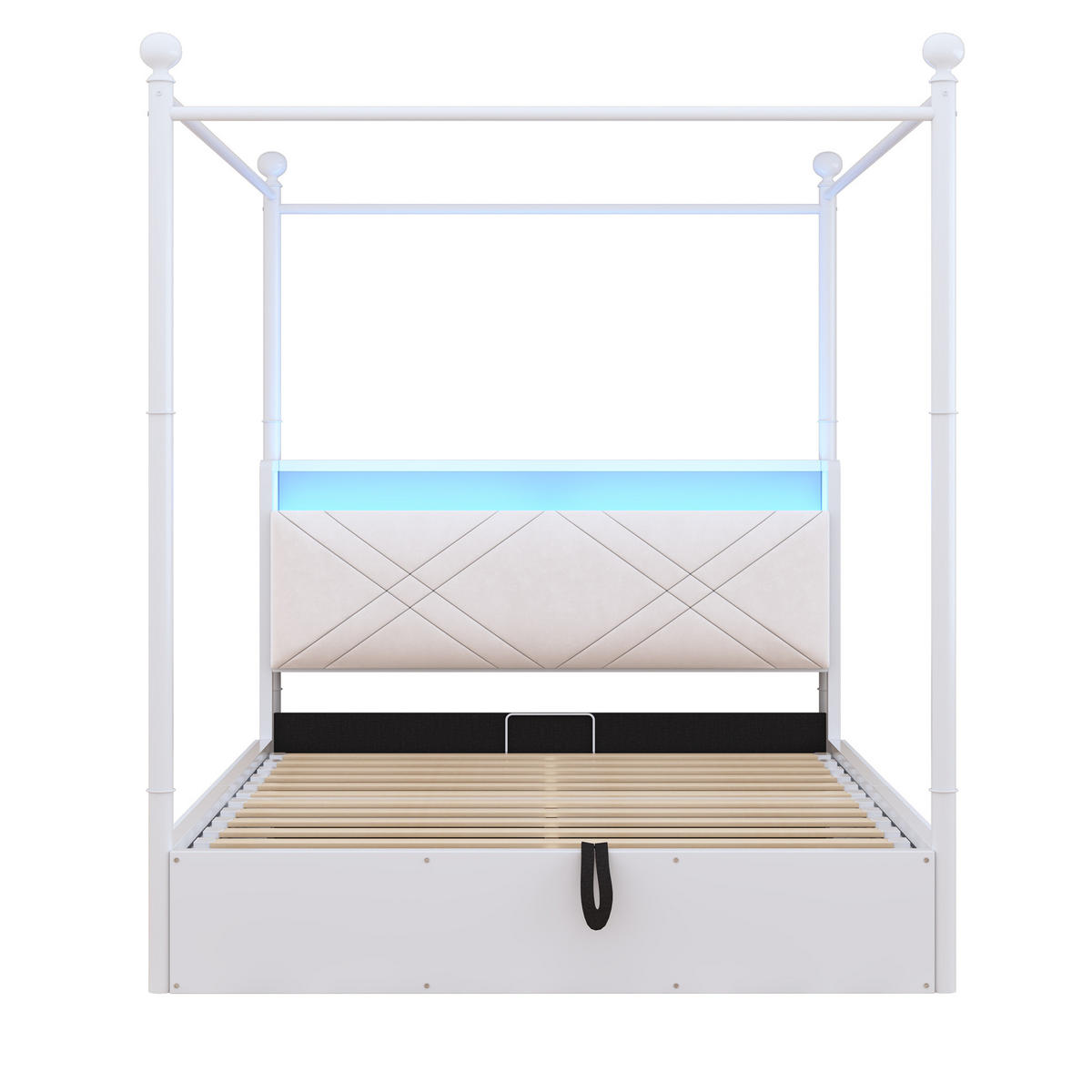 POLSTERBETT 140/190 cm Weiß mit LED-Beleuchtung und USB-/Typ-C - Weiß, Holz (140/190cm) - Oxeza