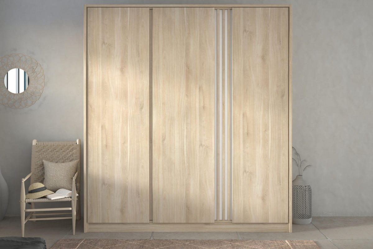KLEIDERSCHRANK Escale 6 in Japanischer Eiche von Parisot - Braun, Holzwerkstoff (80/200/120cm)