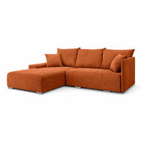 ECKSOFA L-Form Schlaffunktion Livorno Cord-Stoff Kupfer Links - Chromfarben/Schwarz, Holz/Kunststoff (246/188cm) - Kaiser Möbel
