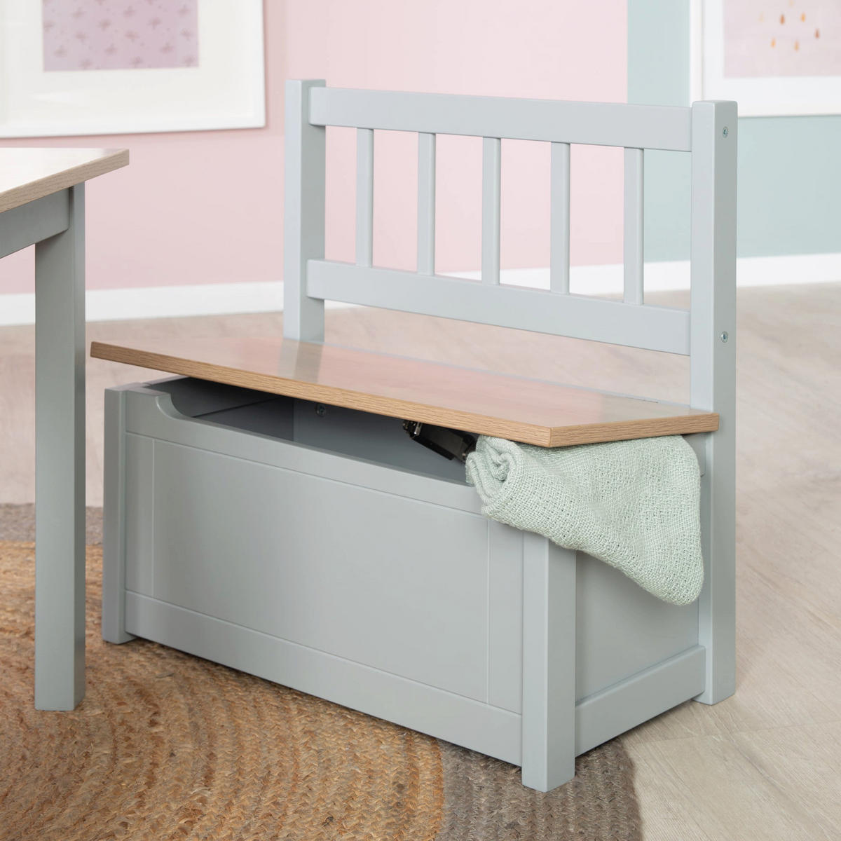 KINDERTRUHENBANK Woody natur / taupe - Taupe, Holzwerkstoff (56/53/28cm) - Roba