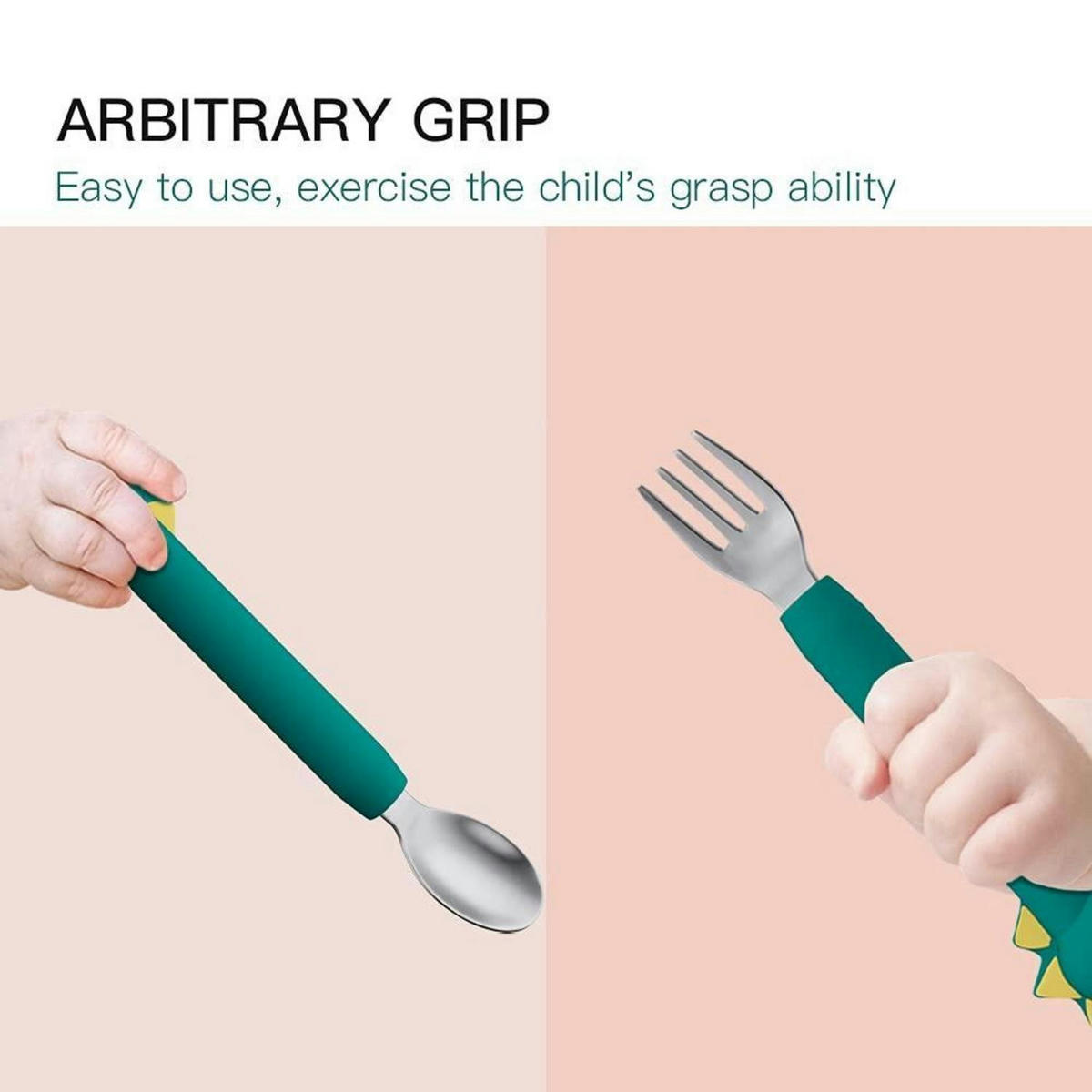 BABY Besteckset 2-teiliges Set Dinosaurier Grün - Grün, Kunststoff