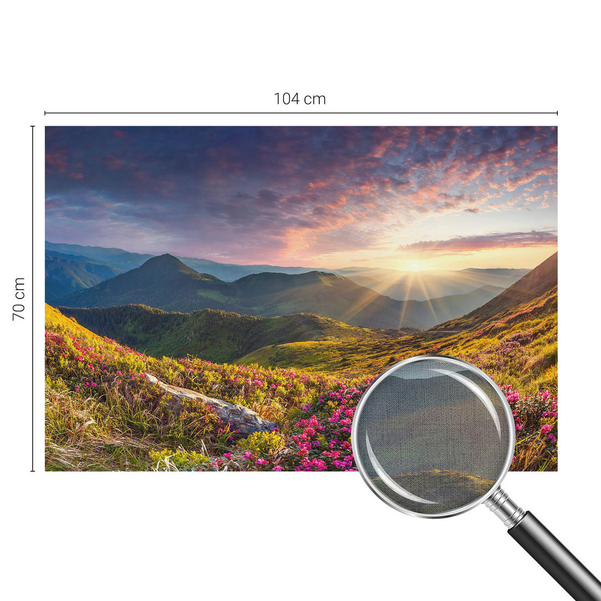 FOTOTAPETE 104x70 cm - Bergpanorama - Grün, Textil (104/70cm) - Wallfluent