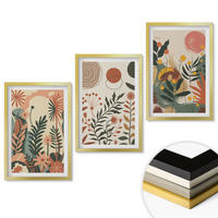 WANDBILDER 3er Set - 40x60 cm Goldrahmen - Vintage-Pflanzenmuster in Pastellfarben - Goldfarben, Kunststoff (40/60cm) - ArtPrintCave