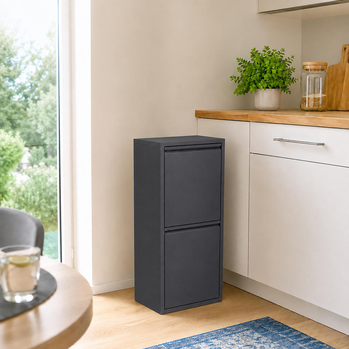 PUBELĂ Antracit 3-compartimente 40 l - antracit, material plastic/metal (41/93/25cm) - Relaxdays