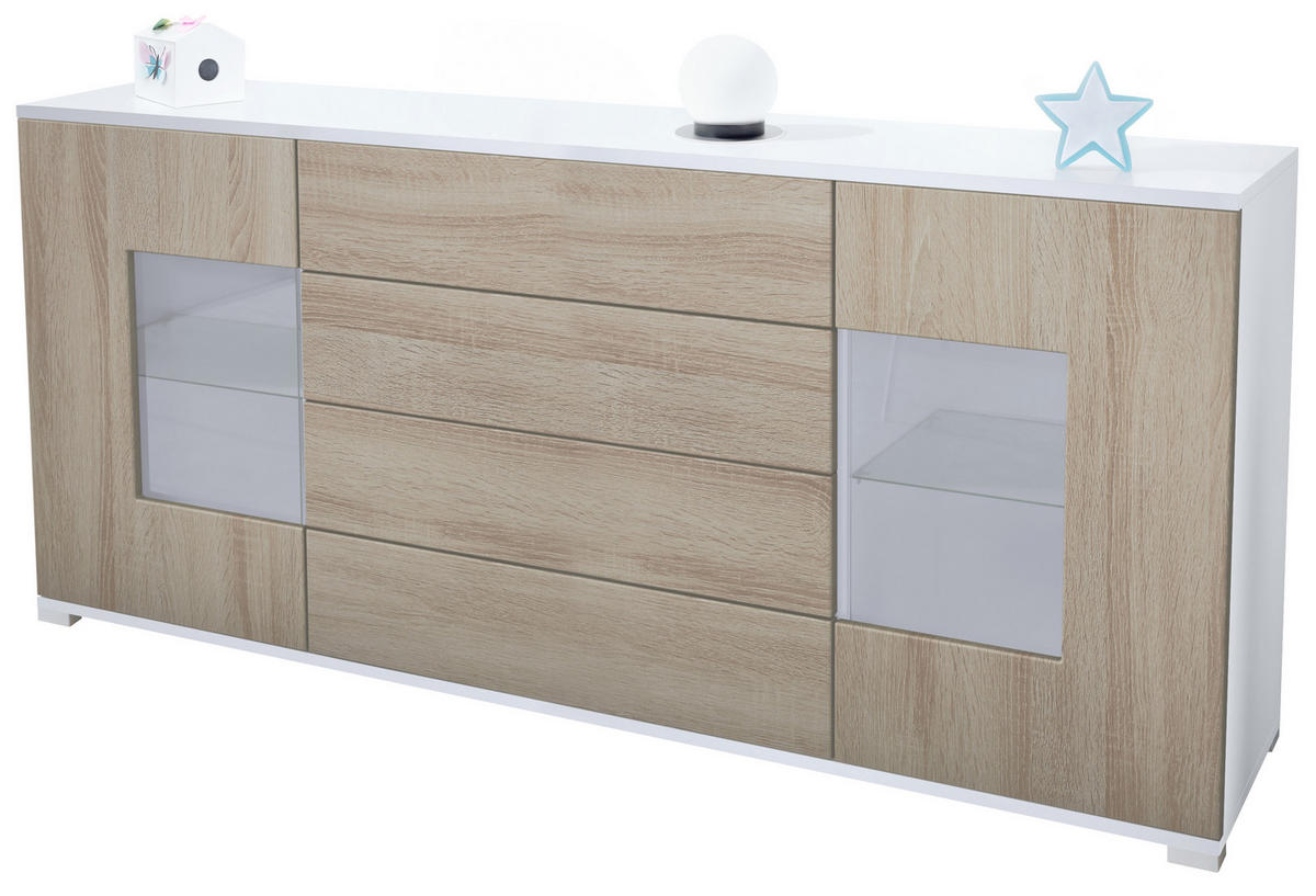 SIDEBOARD Grömitz Eiche sägerau - Eiche San Remo, Holzwerkstoff (166.5/75.5/35cm) - Vladon