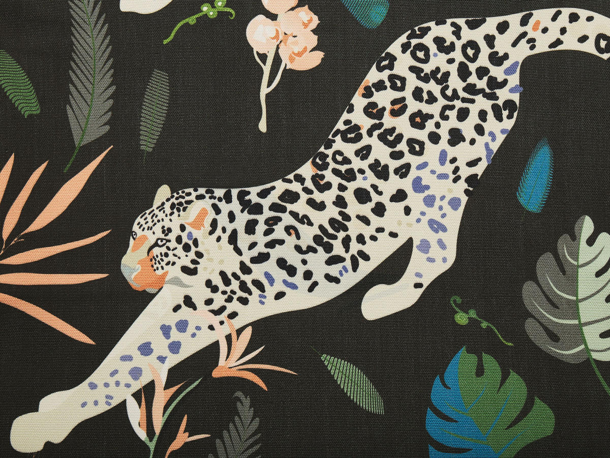 GARTENLIEGE 2er-Set hellbraun Textil weiß/schwarz Gepardenmotiv Anzio - Hellbraun/Schwarz, Textil (54/70/97cm) - Beliani