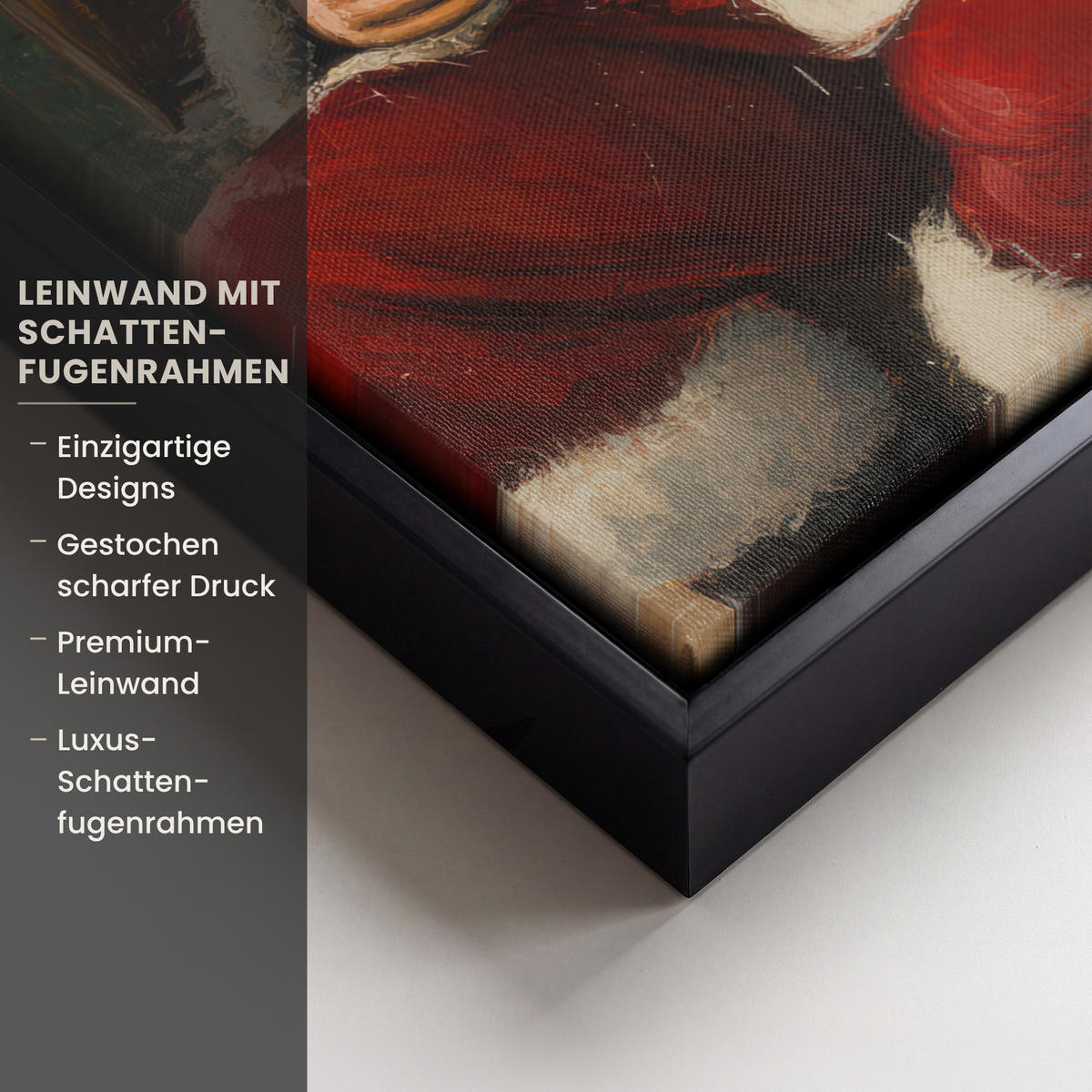 LEINWAND Bilder mit Rahmen - Weihnachten - Weihnachtsmann - Winter - Open Fireside - 30x40 - Dunkelrot, Textil (30/40cm) - MuchoWow
