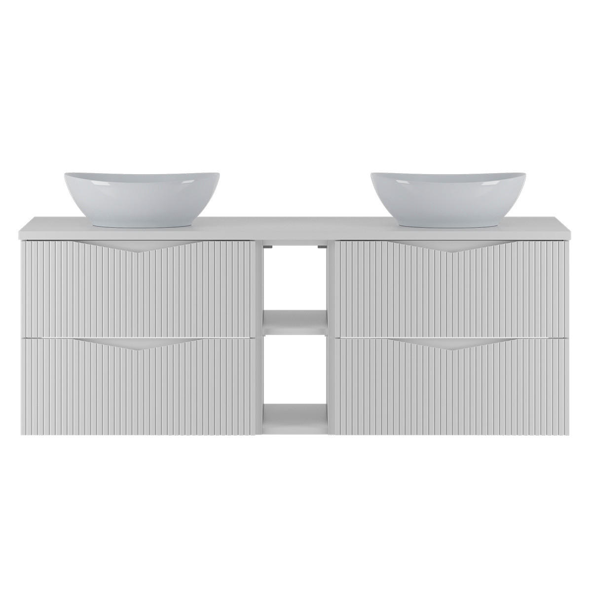 DOPPELWASCHTISCH 140.6cm Tao Weiß - Weiß, Holzwerkstoff (140.6/52.2/46.5cm) - Petits-meubles