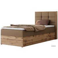 BOXBETT ALBERO 1 90/200 - Braun Kunstleder - Topper T25 - H4 - Rechts - Schwarz/Braun, Kunststoff/Textil (90/200cm) - MKS