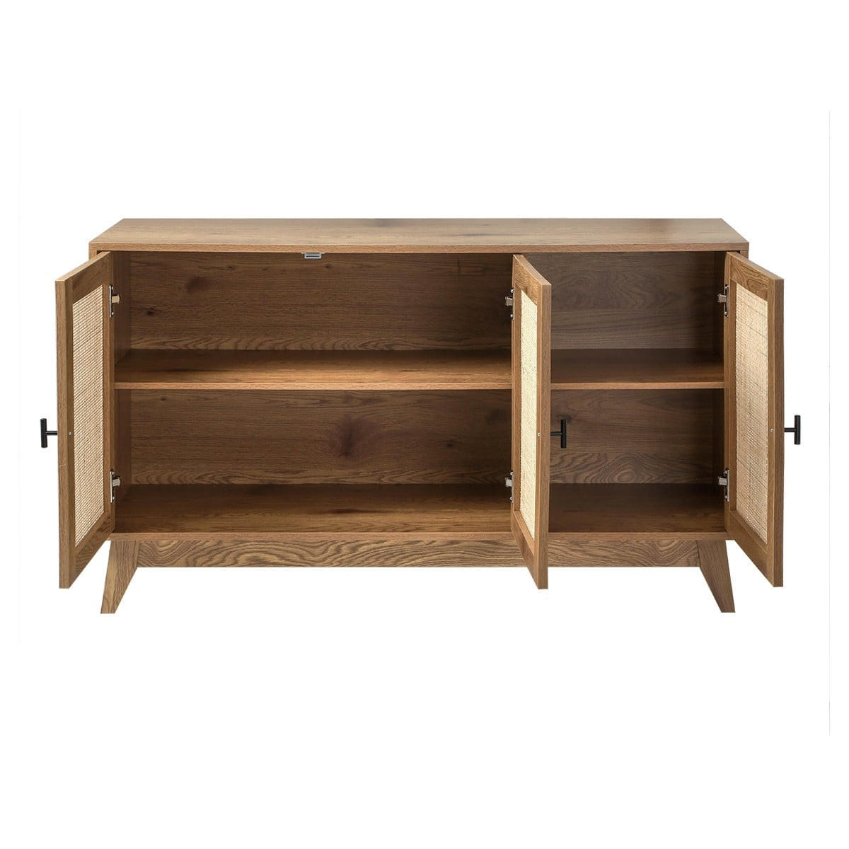SIDEBOARD 3 Türen mit Naturgeflecht-Front B120 cm - ALIA - Eschefarben, Holzwerkstoff (40/72/46cm) - Calicosy