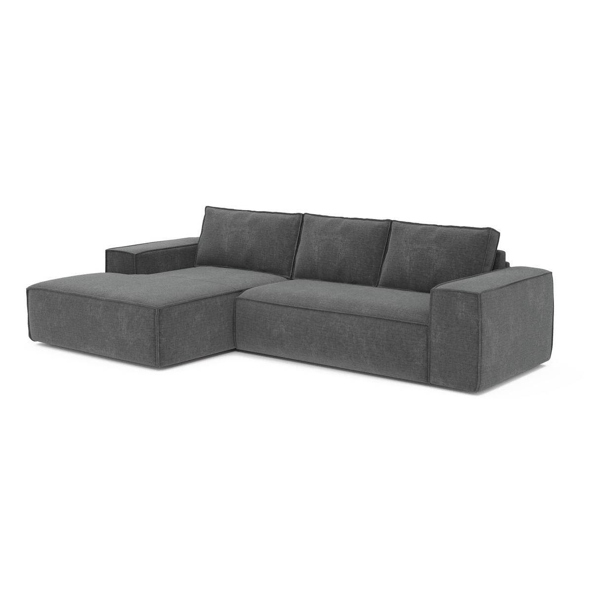 ECKSOFA LINKS Samt Grau 302cm - Grau, Textil (165/302cm) - Sia Home