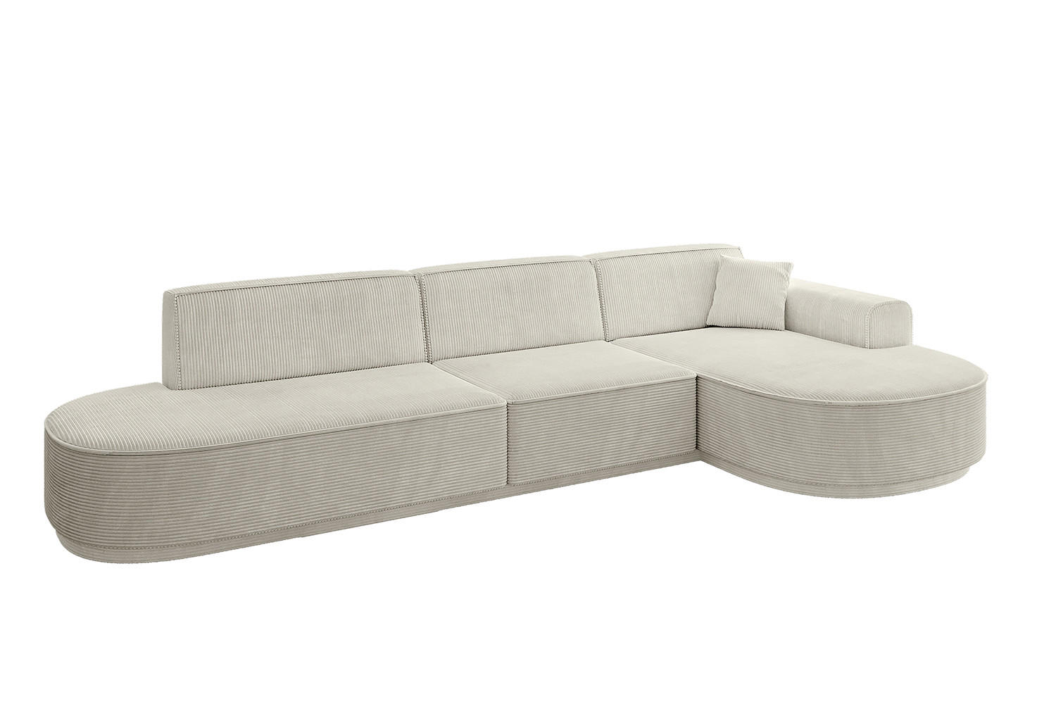 ECKSOFA Ottomane Rechts MARI-L2 - 317x163x81 cm Hellgrau Cord - Hellgrau/Schwarz, Holzwerkstoff/Kunststoff (317/163cm) - ALTDECOR