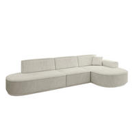 ECKSOFA Ottomane Rechts MARI-L2 - 317x163x81 cm Hellgrau Cord - Hellgrau/Schwarz, Holzwerkstoff/Kunststoff (317/163cm) - ALTDECOR