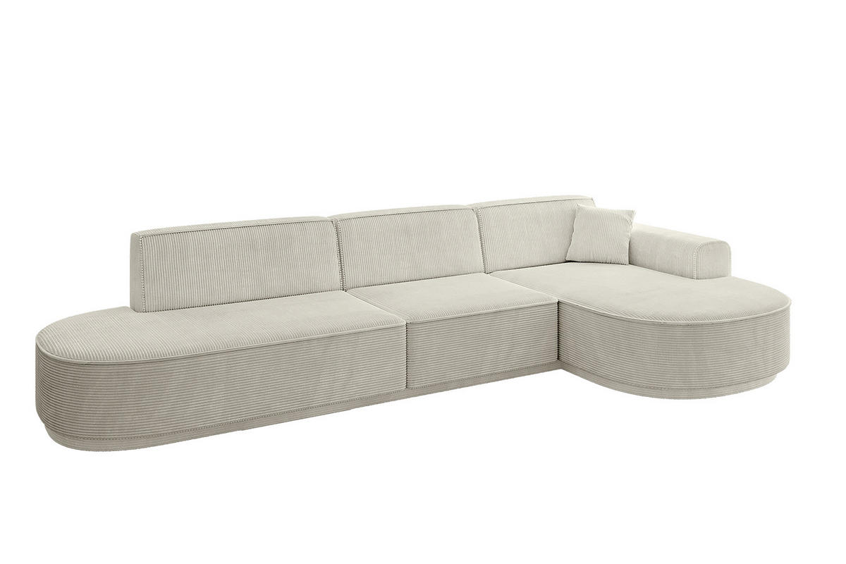 ECKSOFA Ottomane Rechts MARI-L2 - 317x163x81 cm Hellgrau Cord - Hellgrau/Schwarz, Holzwerkstoff/Kunststoff (317/163cm) - ALTDECOR