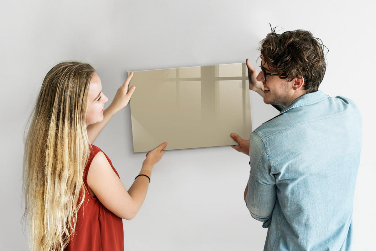 MAGNETTAFEL 60x40 Beige schwarzer Marker - Sandfarben, Glas (60/0.4/40cm) - TULUP