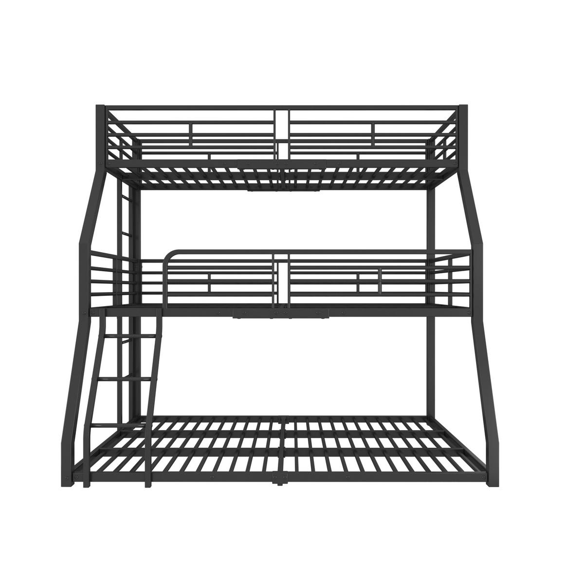 ETAGENBETT 90/200 cm Schwarz Metall mit stabilen Geländern - Schwarz, Metall (90/200cm) - OKWISH