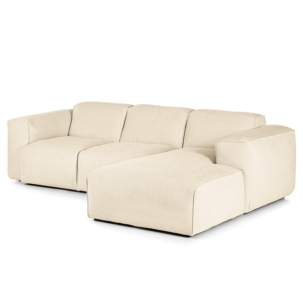 3-SITZER ECKSOFA mit Longchair - Beige/Schwarz, Kunststoff/Textil (251/173cm) - home24