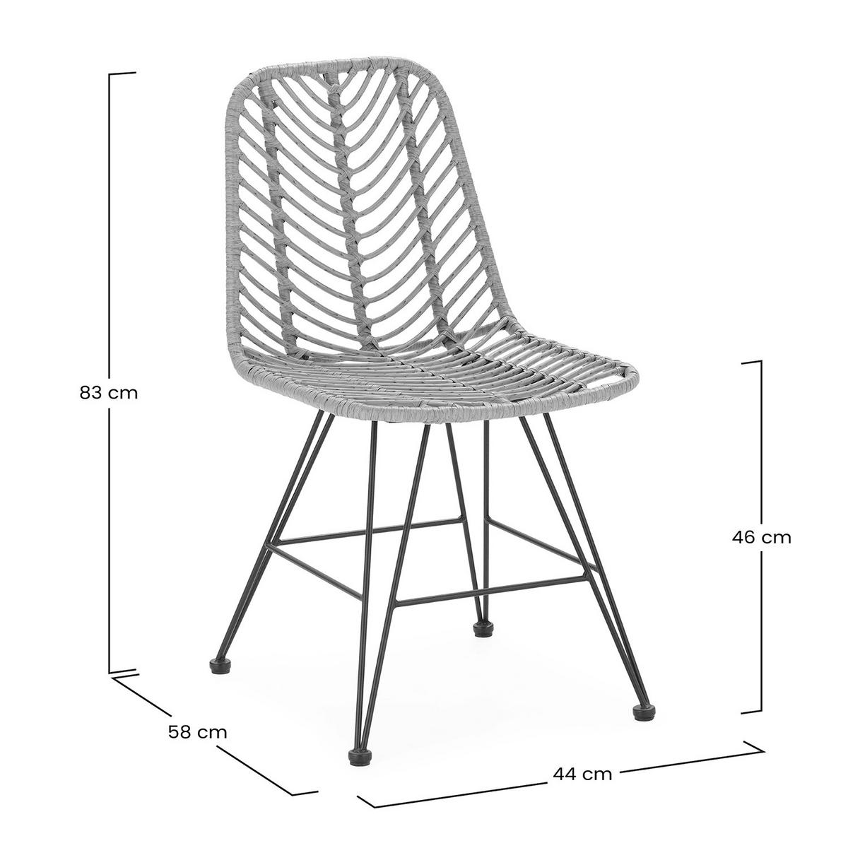 STUHL-SET 2 Emi, Ratan/Schwarz - Schwarz, Kunststoff/Metall (44/83/58cm) - VS Venta-stock