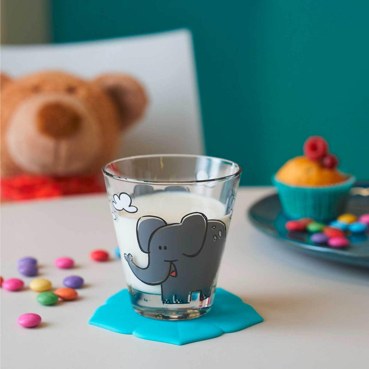 KINDERBECHER Bambini Elefant 215 ml 6er Set - Grau, Glas (0.215L) - Leonardo Living