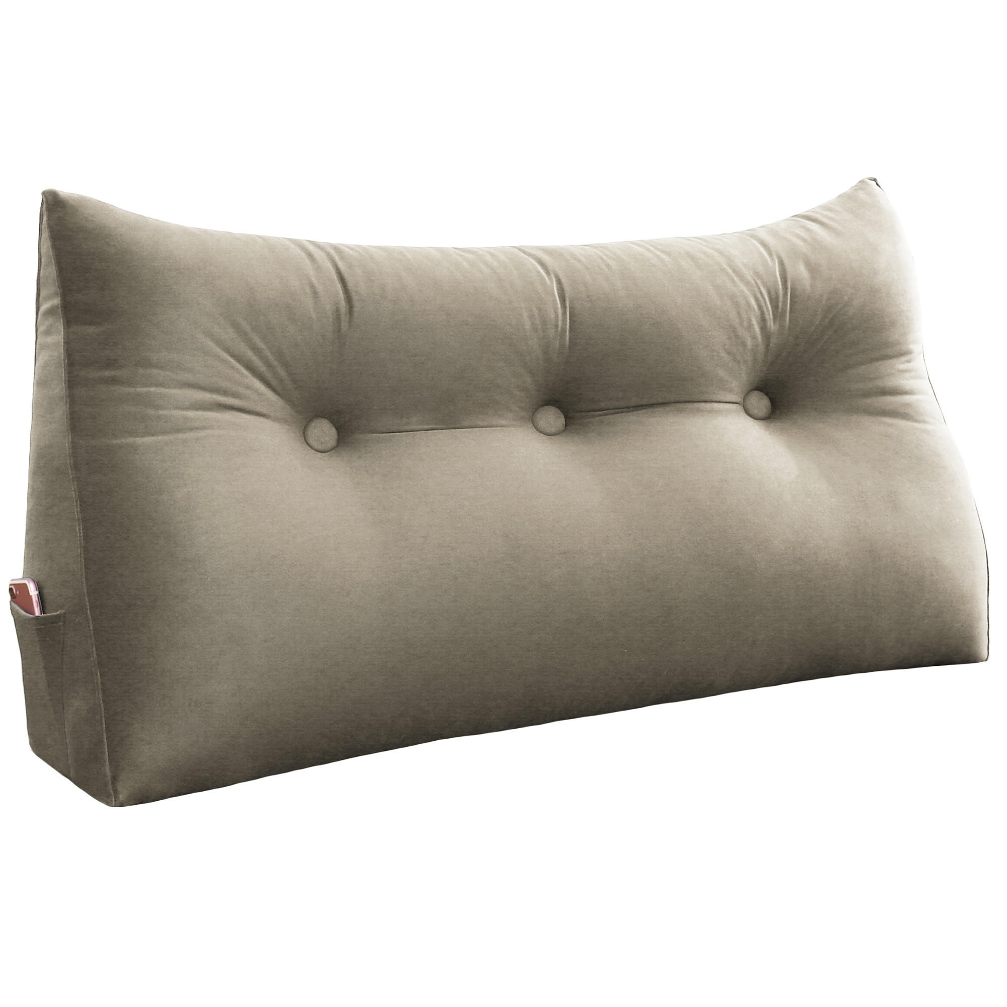 RÜCKENKISSEN für Bett Samt Beige 100 cm - Beige, Textil (50/100cm) - Vercart
