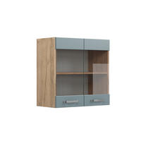 KÜCHENGLASSCHRANK R-Line Blau-Grau 60 cm - Honigeiche/Eiche Wotan, Holzwerkstoff (60/60/31cm) - Vicco