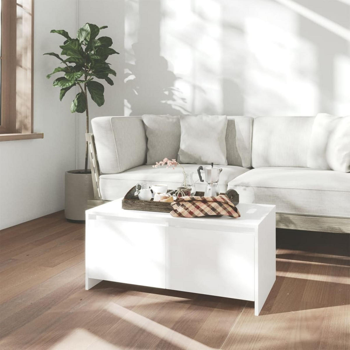 COUCHTISCH Weiß 90x50x41,5 cm Holzwerkstoff - Weiß, Holzwerkstoff (90/50/41.5cm) - furnicato