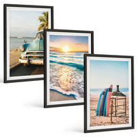BILDER SET 3er Set - 40x60 cm Schwarzer Rahmen - Sonnenuntergangsurlaub in Miami - Schwarz, Kunststoff (40/60cm) - TULUP