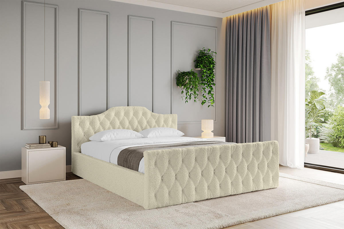 POLSTERBETT mit Bettkasten, Fußteil und Lattenrost, Boxbett ohne Matratze - FALIO-Z-V1 120x200 Beige - Taupe, Holzwerkstoff/Textil (120/200cm) - ALTDECOR