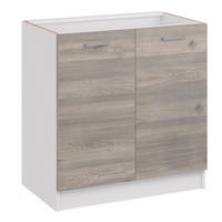 KÜCHENUNTERSCHRANK D80 2D eiche nelson - Dunkelbraun, Holzwerkstoff (80/82/44cm) - roe furniture