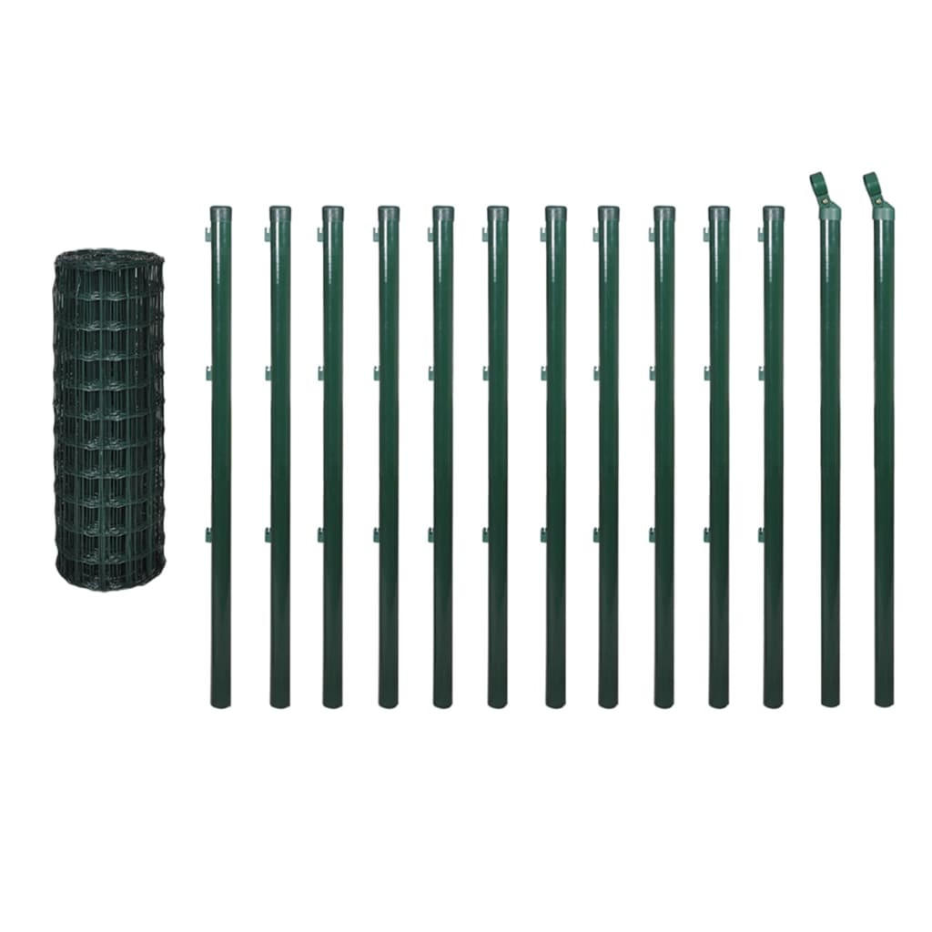 GARTENZAUN, Eurozaun, 25/1 m, aus Stahl und PVC-beschichtet, Grün - Grün, Metall (2500/120cm) - vidaXL