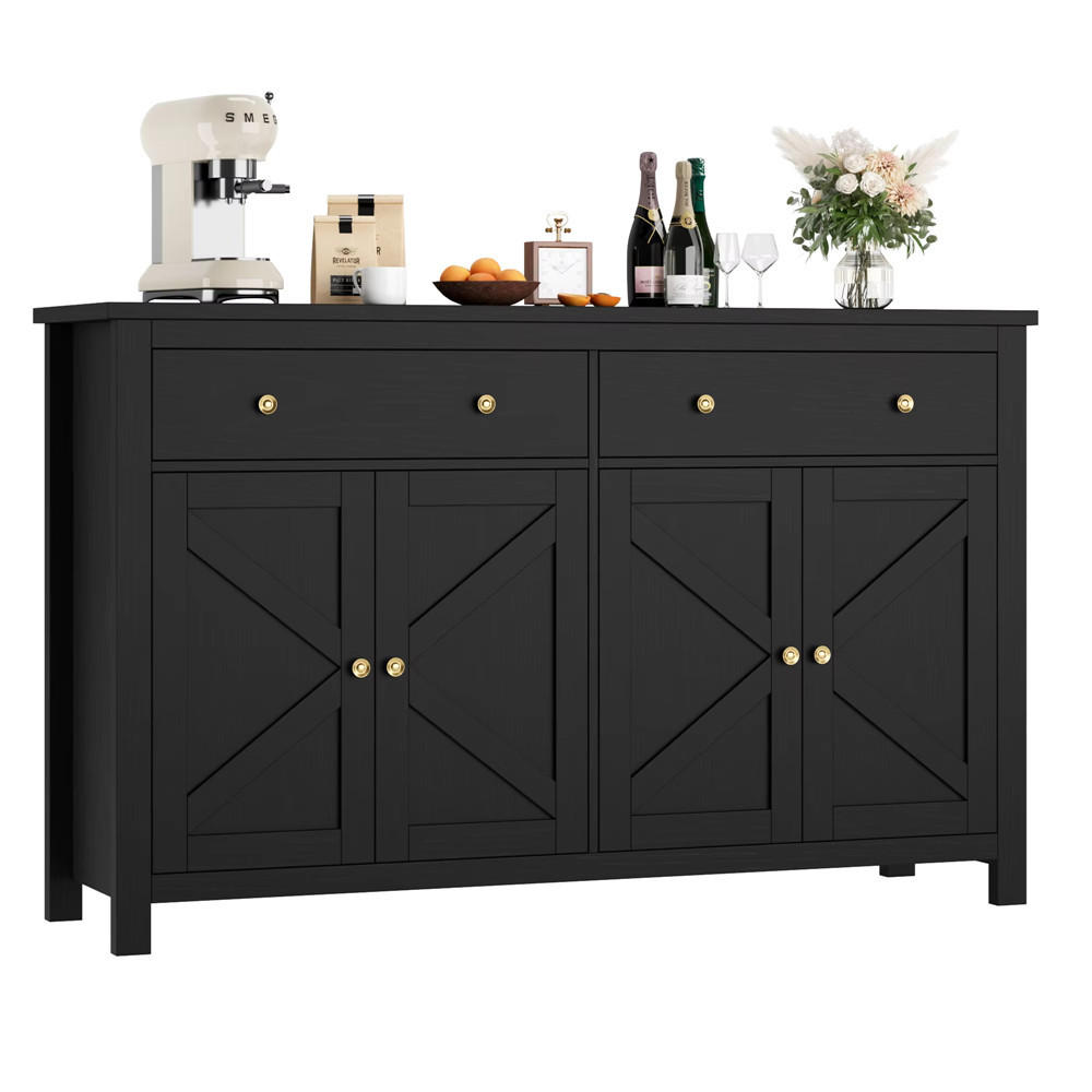 SIDEBOARD 140x89x40 cm Küchenschrank Schwarz - Schwarz, Holz (140/89/40cm) - Kaket