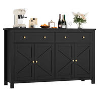 SIDEBOARD 140x89x40 cm Küchenschrank Schwarz - Schwarz, Holz (140/89/40cm) - Kaket