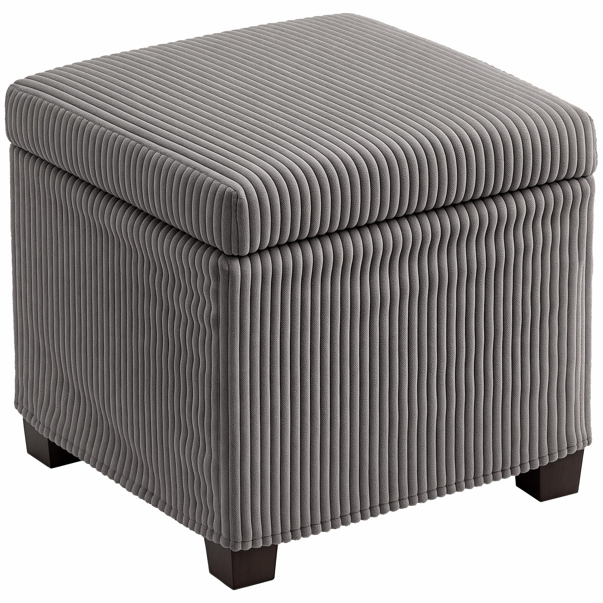 POUF DE-16411 mit Stauraum und Rippenvelours Grau - Grau, Textil (40/40/40cm) - ComfortXL