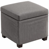 POUF DE-16411 mit Stauraum und Rippenvelours Grau - Grau, Textil (40/40/40cm) - ComfortXL