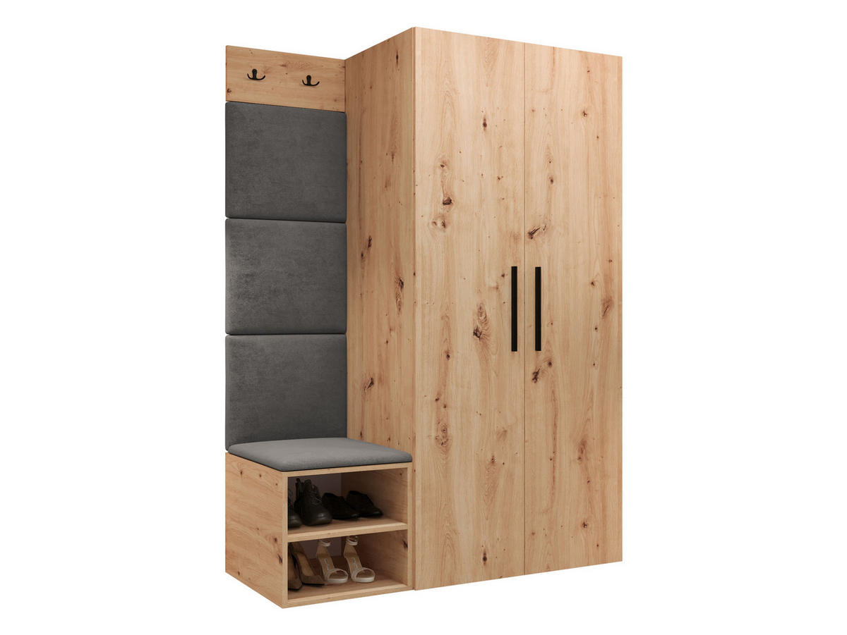 GARDEROBEN-SET Medi IV - Schwarz/Eiche Artisan, Holzwerkstoff/Kunststoff (80/191/50cm) - MIRJAN24