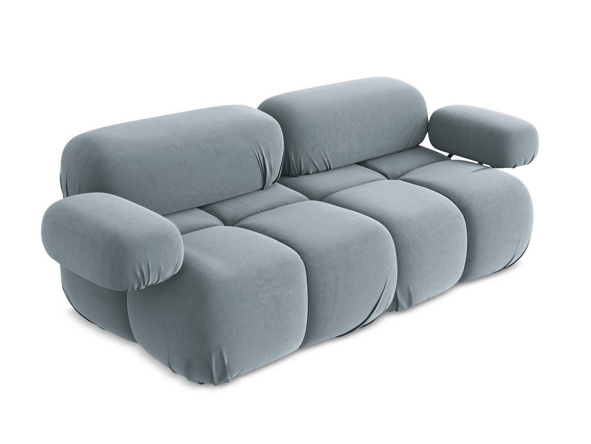 2-SITZER-SOFA Samt Stoff Blau - Blau/Schwarz, Kunststoff/Textil (190/70/96cm) - Makamii