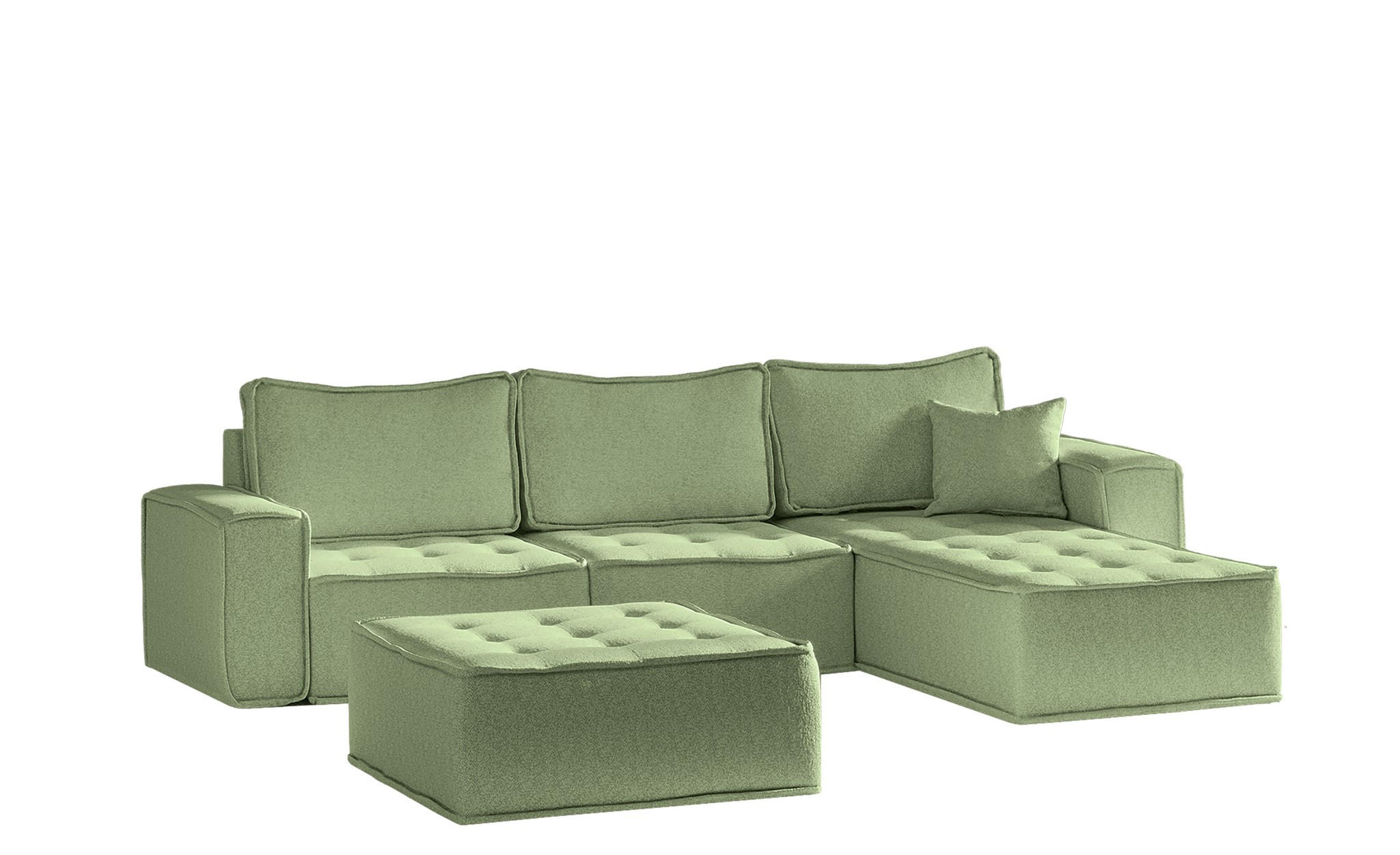 ECKSOFA Sande In Alpine - Hellgrün, Holzwerkstoff/Textil (292/192cm) - Fun Möbel
