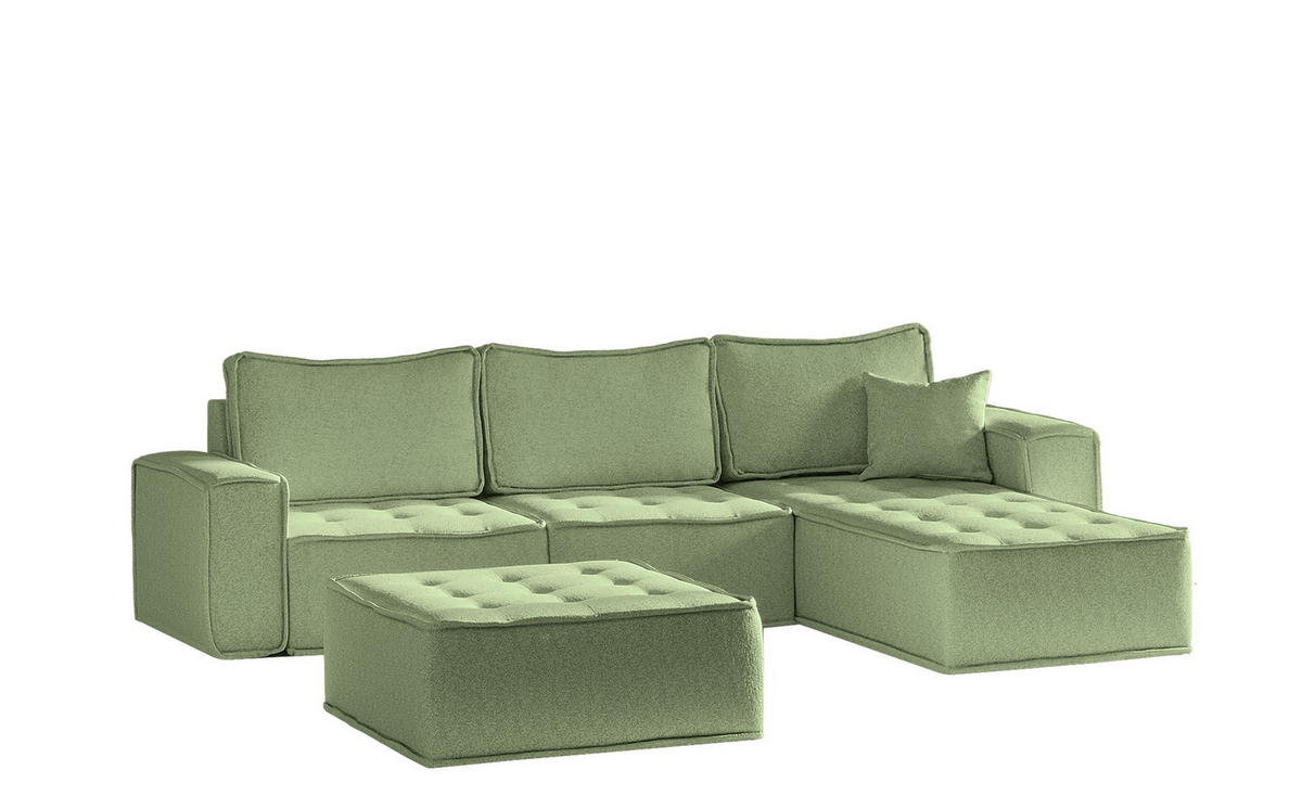 ECKSOFA Sande In Alpine - Hellgrün, Holzwerkstoff/Textil (292/192cm) - Fun Möbel