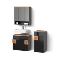 BADMÖBEL-SET Tanaro Anthrazit 3 Teile - Anthrazit/Eiche Artisan, Holzwerkstoff (73/64/37cm) - Livinity®