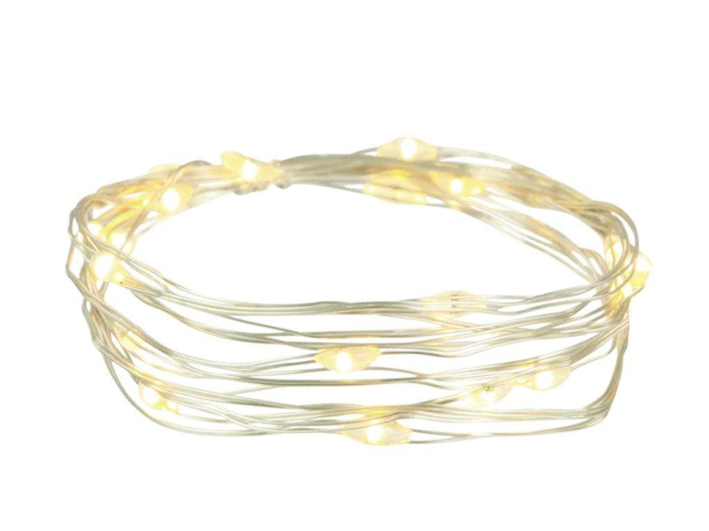 LED-LICHTERDRAHT Silber 3 m, Warmweiß, mit Timer - Weiß, Kunststoff/Metall (300cm) - LAALU