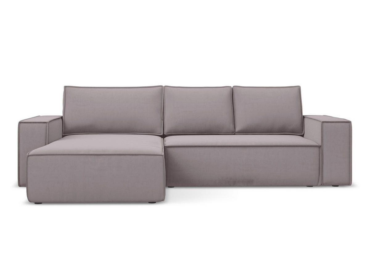 ECKSOFA mit Schlaffunktion Samt Stoff Violett - Lila/Flieder, Kunststoff/Textil (185/290cm) - Makamii