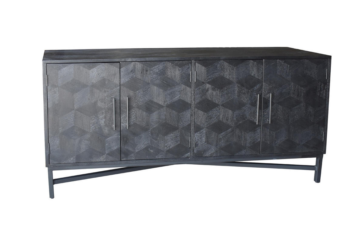 SIDEBOARD aus Holz und Metall 160cm, schwarz - Schwarz, Metall (160/85/45cm) - Giga Meubel